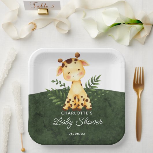 Oerwoud Giraffe Baby shower Papieren Borden Papieren Bordje (Huwelijk)