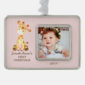 Oerwoud Giraffe Babys 1e Kerstmis Foto Ornament (Voorkant)