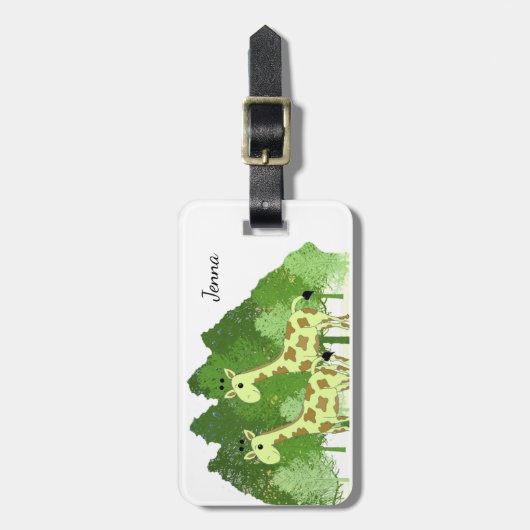 Oerwoud Giraffe Bagagelabel (Voorkant verticaal)