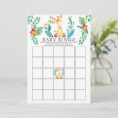 Oerwoud Giraffe BINGO Baby shower Game Kaart (Staand voorkant)
