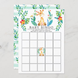 Oerwoud Giraffe BINGO Baby shower Game Kaart