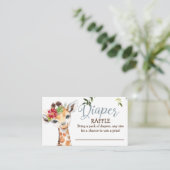 Oerwoud Giraffe Blauw Grijs Luier Raffle Baby show Informatiekaartje (Staand voorkant)