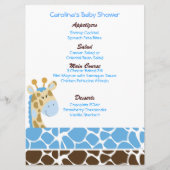 Oerwoud Giraffe Blue Custom Baby shower Menu (Voorkant)