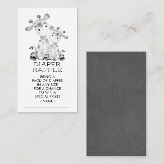 Oerwoud Giraffe Douche Luier Raffle Ticket Informatiekaartje (Voorkant / Achterkant)