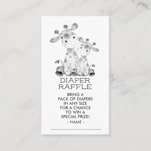 Oerwoud Giraffe Douche Luier Raffle Ticket Informatiekaartje (Voorkant)