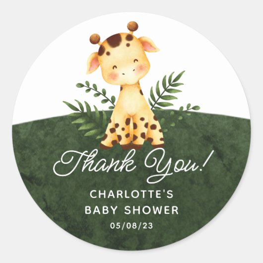 Oerwoud Giraffe Favor Classic Round Sticker (Voorkant)
