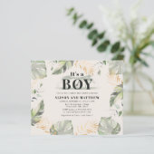 Oerwoud Giraffe Jongen Baby shower Uitnodiging (Staand voorkant)