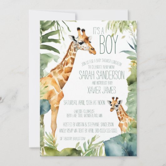 Oerwoud Giraffe Maak kennis met het Baby shower Kaart (Voorkant)