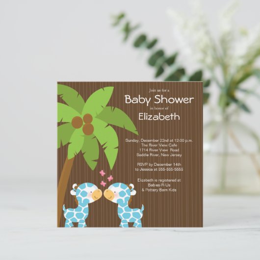 Oerwoud Giraffe Multiple Baby Shower Invitaties Kaart (Staand voorkant)