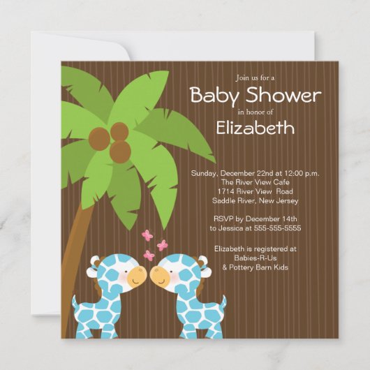 Oerwoud Giraffe Multiple Baby Shower Invitaties Kaart (Voorkant)
