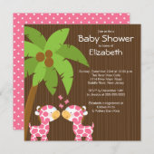 Oerwoud Giraffe Multiple Baby Shower Invitaties Kaart (Voorkant / Achterkant)