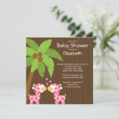 Oerwoud Giraffe Multiple Baby Shower Invitaties Kaart (Staand voorkant)