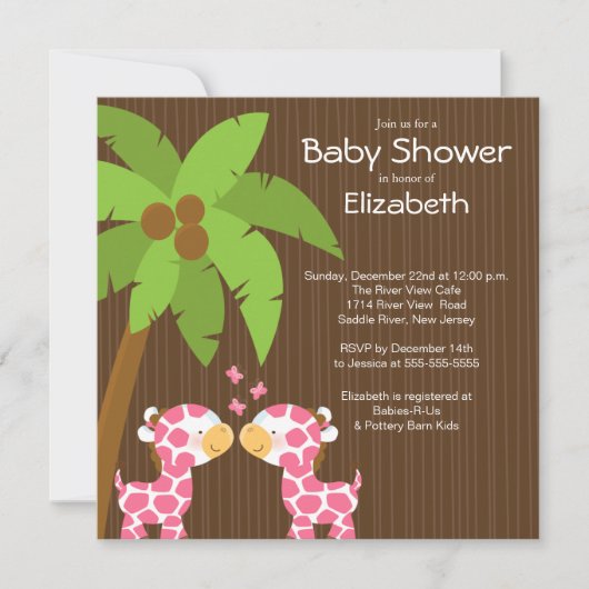 Oerwoud Giraffe Multiple Baby Shower Invitaties Kaart (Voorkant)