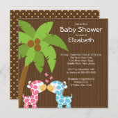 Oerwoud Giraffe Multiple Baby Shower Invitaties Kaart (Voorkant / Achterkant)