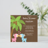Oerwoud Giraffe Multiple Baby Shower Invitaties Kaart (Staand voorkant)
