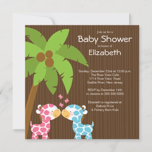Oerwoud Giraffe Multiple Baby Shower Invitaties Kaart (Voorkant)