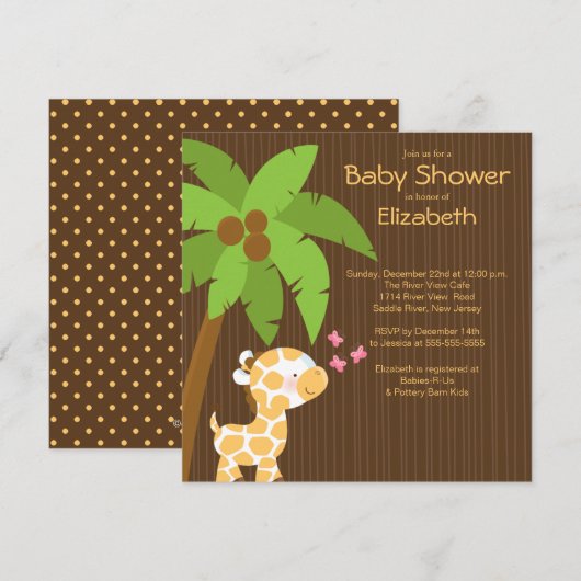 Oerwoud Giraffe Neutrale Babyschoenen Kaart (Voorkant / Achterkant)