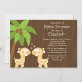 Oerwoud Giraffe Neutrale Twin Baby shower Uitnodig Kaart (Voorkant)