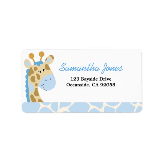 OERWOUD GIRAFFE PRINT (BLAUW) MAILINGLABEL ETIKET (Voorkant)