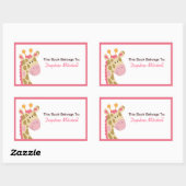 Oerwoud Giraffe (roze) Custom Book Bord Sticker (Vel)