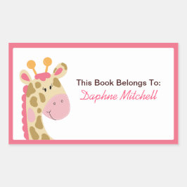 Oerwoud Giraffe (roze) Custom Book Bord Sticker