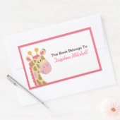 Oerwoud Giraffe (roze) Custom Book Bord Sticker (Envelop)
