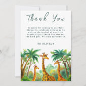 Oerwoud Giraffe Schattigeste Hallo Baby shower Ele Bedankkaart (Voorkant)