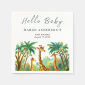 Oerwoud Giraffe Schattigeste Hallo Baby shower Ele Servet (Voorkant)