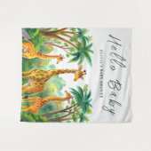 Oerwoud Giraffe Schattigeste Hallo Baby shower Ele Wandkleed (Voorkant (horizontaal))