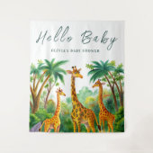 Oerwoud Giraffe Schattigeste Hallo Baby shower Ele Wandkleed (Voorkant)
