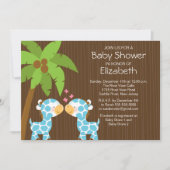 Oerwoud Giraffe Twin Boys Baby shower Uitnodiging (Voorkant)