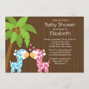Oerwoud Giraffe Twins Baby shower Invitation Kaart