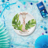 Oerwoud Giraffe Waterverf Baby shower Partij Papieren Bordje (Feest)