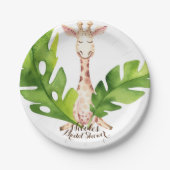 Oerwoud Giraffe Waterverf Baby shower Partij Papieren Bordje (Voorkant)