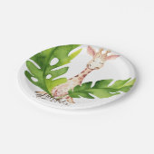 Oerwoud Giraffe Waterverf Baby shower Partij Papieren Bordje (Gekanteld)