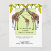 Oerwoud Giraffe Waterverf Baby shower per post Uitnodiging Briefkaart (Voorkant)