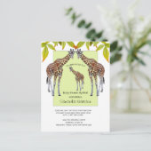 Oerwoud Giraffe Waterverf Baby shower per post Uitnodiging Briefkaart (Staand voorkant)