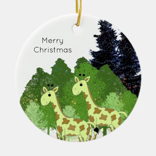 Oerwoud Giraffes Keramisch Ornament (Voorkant)