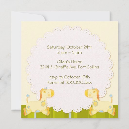 Oerwoud Giraffes Verjaardagsfeestfotosjabloon Kaart (Achterkant)