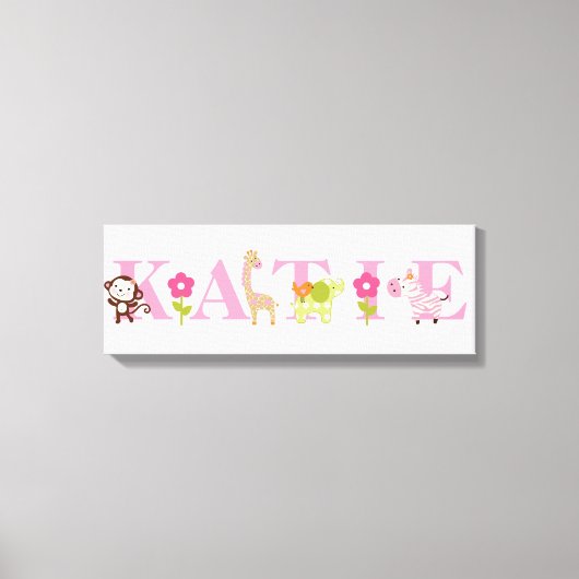 Oerwoud Girl Animals Canvas Art (Voorkant)