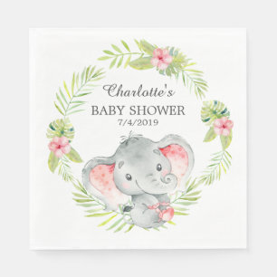 Oerwoud Girl Elephant Baby shower Paper Napkins Servet