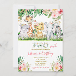 Oerwoud Girl Two Wild Birthday Invite Kaart