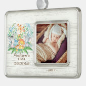 Oerwoud Girls Baby's 1e kerstfoto Ornament (Links)