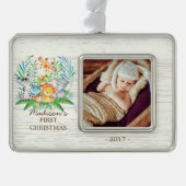 Oerwoud Girls Baby's 1e kerstfoto Ornament (Voorkant)