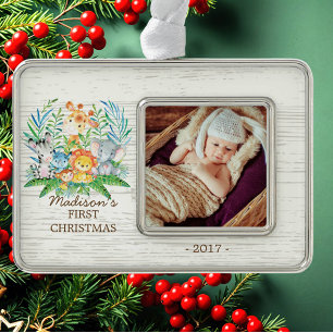 Oerwoud Girls Baby's 1e kerstfoto Ornament