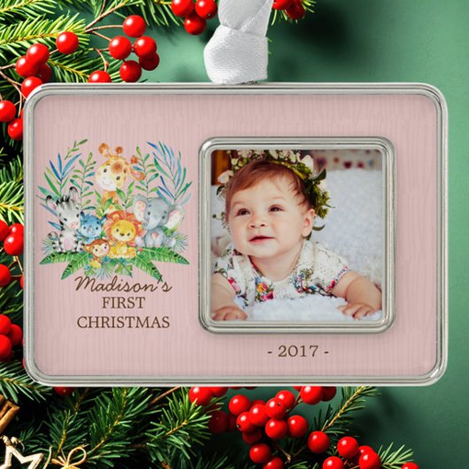 Oerwoud Girls Baby's 1e kerstfoto Ornament