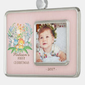 Oerwoud Girls Baby's 1e kerstfoto Ornament (Links)