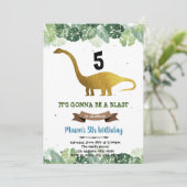 Oerwoud Gold dinosaur verjaardagsuitnodiging Kaart (Staand voorkant)