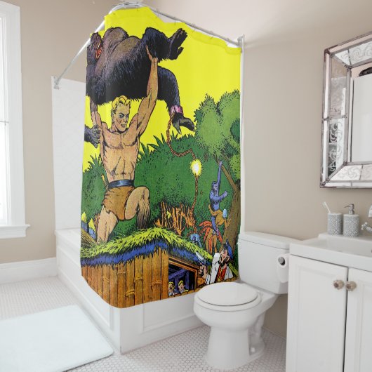 Oerwoud Gorilla's  Comics Shower Curt Douchegordijn (In situ)