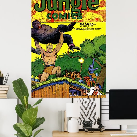 Oerwoud Gorilla's Lair  Comics Poster (Thuiskantoor)